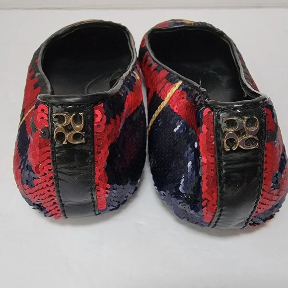 COACH Debrorah Tartan Sequin Flats Red, Gold, Black Size 6 - Picture 4 of 5